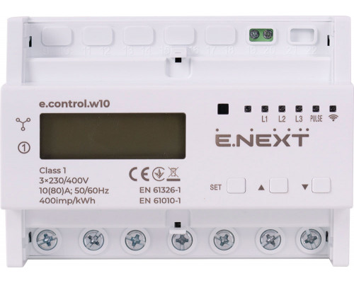 Счетчик трехфазный e.control.w10 10(80)А электронный класс 1.0 (некомерч.) многофункциональный