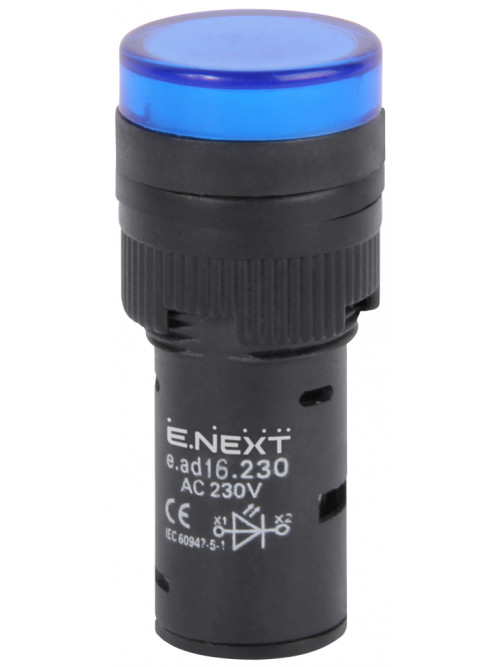 Светодиодный индикатор e.ad16.230.blue Ø16мм 230В АС синий