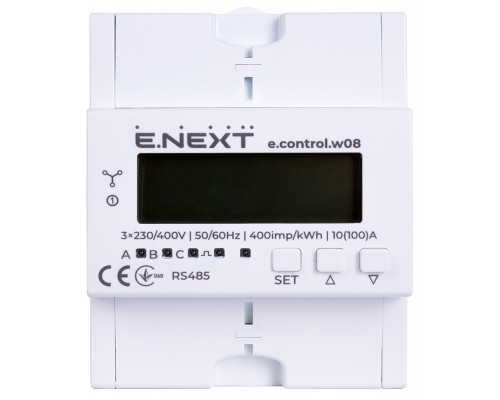 Счетчик трехфазный e.control.w08 10(100)А электронный клас 1.0 (некомерц.) RS485