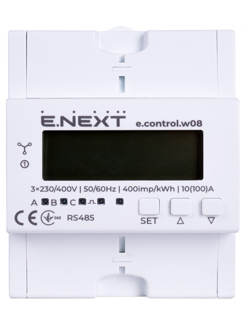 Счетчик трехфазный e.control.w08 10(100)А электронный клас 1.0 (некомерц.) RS485