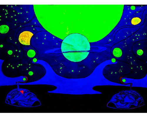 Vopsea fluorescentă invizibilă Noxton cu strălucire alb-albastru sub lumină ultravioletă