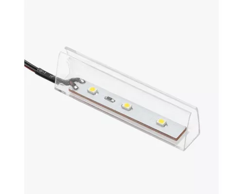 Пластиковый зажим для стеклянной полки GTV толщиной LED 8mm 0,25W/12VDC 3 диода провод 2m MiniAmp 6500K пластик LD-KLPZB-00N