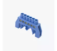 Шина нулевая изолированная N на DIN-рейку JHS-03-0609 6p синяя