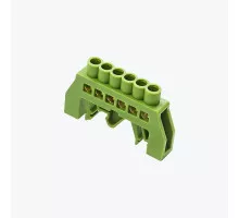 Шина нулевая изолированная N на DIN-рейку JHS-03-0609 6p зелёная