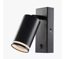 Бра GU10 круглый черный с выключателем 55x100mm PL-23024B