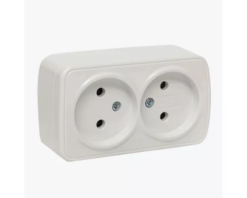 Розетка наружная двойная белая без заземления IP20 серия Minsk EGR10-102-10 EKF