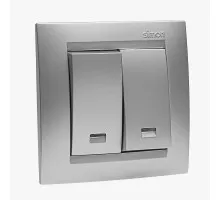 Intrerupator dublu cu indicator LED aluminiu 1591392-033 SIMON 15
