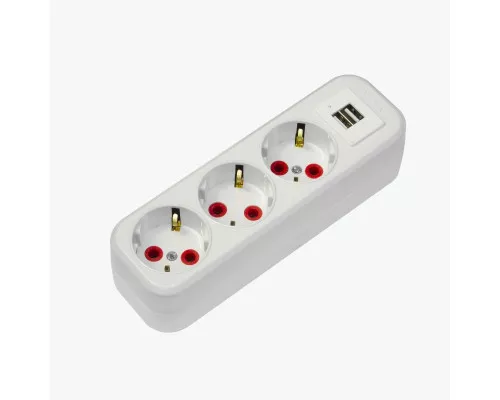 Блок розеток 3 гнезда с заземлением и USB белый 77 302 00 AY-KA