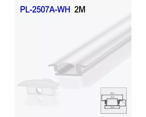 Алюминиевый профиль врезной для светодиодной ленты белый 2m/set 24.7*7mm PL-2507A-WH 2m PANLIGHT