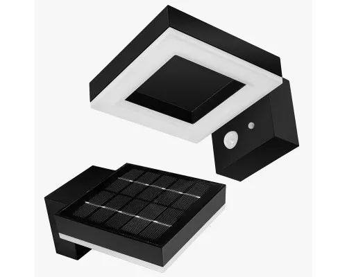 Светильник на солнечной батарее LED 2W 4000K IP44 с датчиком движения настенный PL-130041PSSE черный PANLIGHT