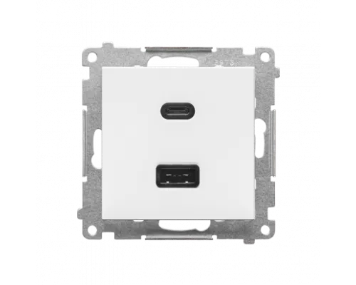 Розетка двойная USB тип А+С белая мат TEC2CA.01/111 SIMON 55