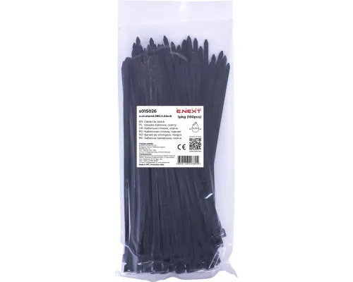 Кабельная стяжка e.ct.stand.280.4.black (100шт), черная