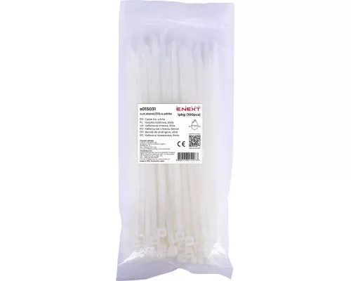 Кабельная стяжка e.ct.stand.370.4.white (100шт), белая