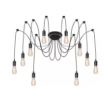 ЛЮСТРА PAUC SPIDER LOFT 1,8 М E27 10 РОЗЕТОК ЧЕРНЫЙ МЕТАЛЛ ПВХ